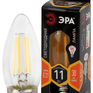 Лампочка светодиодная ЭРА F-LED B35-11W-827-E27 Е27 / Е27 11Вт филамент свеча теплый белый свет купить оптом недорого