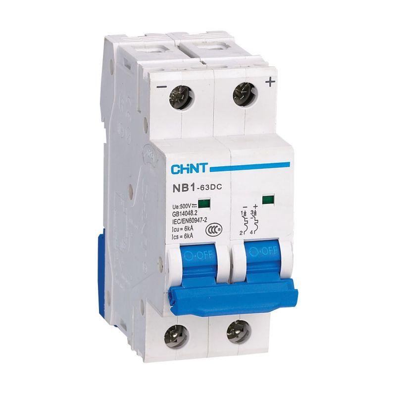 Выключатель автоматический модульный 2п C 2А 6кА NB1-63DC 500В DC (R) CHINT 182714 купить оптом выгодно Выключатель автоматический модульный 2п C 2А 6кА NB1-63DC 500В DC (R) CHINT 182714 оптом купить цена