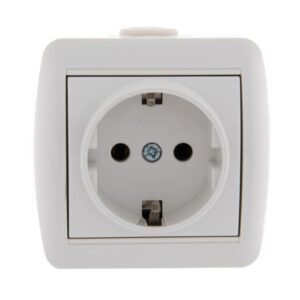 Розетка 1-м ОП Nata 16А IP20 с заземл. керамика бел. LEZARD 710-0200-122 оптом купить цена