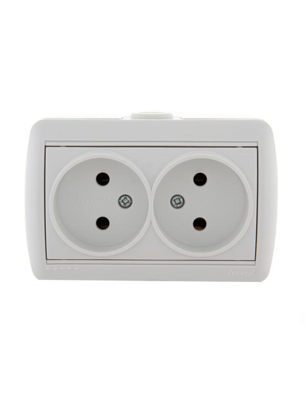 Розетка 2-м ОП Nata 16А IP20 без заземл. керамика бел. LEZARD 710-0200-128 купить оптом выгодно Розетка 2-м ОП Nata 16А IP20 без заземл. керамика бел. LEZARD 710-0200-128 оптом купить цена