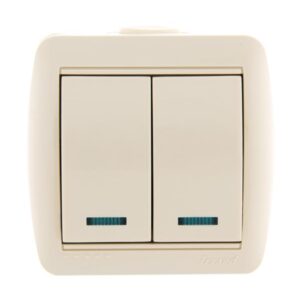 Выключатель 2-кл. ОП Nata 10А IP20 с подсветкой крем. LEZARD 710-0300-112 оптом купить цена
