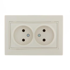 Розетка 2-м СП Mira 16А IP20 без заземл. со вставкой керамика крем. LEZARD 701-0303-128 оптом купить цена