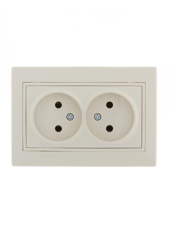 Розетка 2-м СП Mira 16А IP20 без заземл. со вставкой керамика крем. LEZARD 701-0303-128 купить оптом выгодно Розетка 2-м СП Mira 16А IP20 без заземл. со вставкой керамика крем. LEZARD 701-0303-128 оптом купить цена