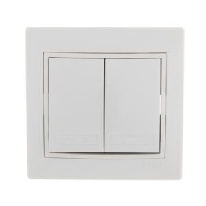 Выключатель 2-кл. СП Mira 10А IP20 с бел.вставкой бел. LEZARD 701-0202-101 оптом купить цена