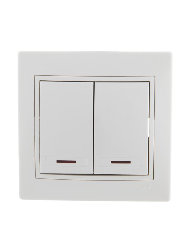 Выключатель 2-кл. СП Mira 10А IP20 с подсветкой с бел. вставкой бел. LEZARD 701-0202-112 купить оптом выгодно Выключатель 2-кл. СП Mira 10А IP20 с подсветкой с бел. вставкой бел. LEZARD 701-0202-112 оптом купить цена