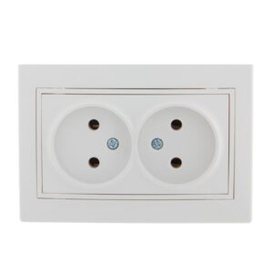 Розетка 2-м СП Mira 16А IP20 без заземл. с бел. вставкой керамика бел. LEZARD 701-0202-128 оптом купить цена