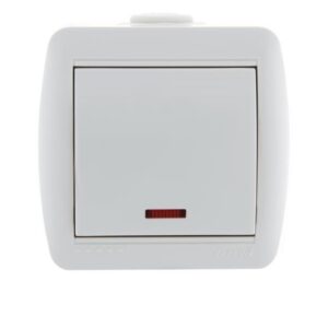 Выключатель 1-кл. ОП Nata 10А IP20 с подсветкой бел. LEZARD 710-0200-111 оптом купить цена