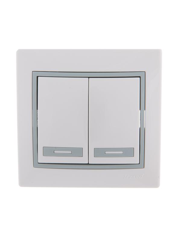 Выключатель 2-кл. СП Mira 10А IP20 с сер. вставкой бел. LEZARD 701-0215-101 купить оптом выгодно Выключатель 2-кл. СП Mira 10А IP20 с сер. вставкой бел. LEZARD 701-0215-101 оптом купить цена