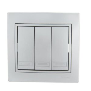 Выключатель 3-кл. СП Mira 10А IP20 со вставкой сер. метал. LEZARD 701-1010-109 оптом купить цена