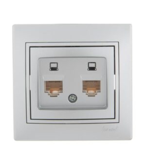 Розетка компьютерная 2-м СП Mira RJ45 сер. метал. LEZARD 701-1010-141 оптом купить цена