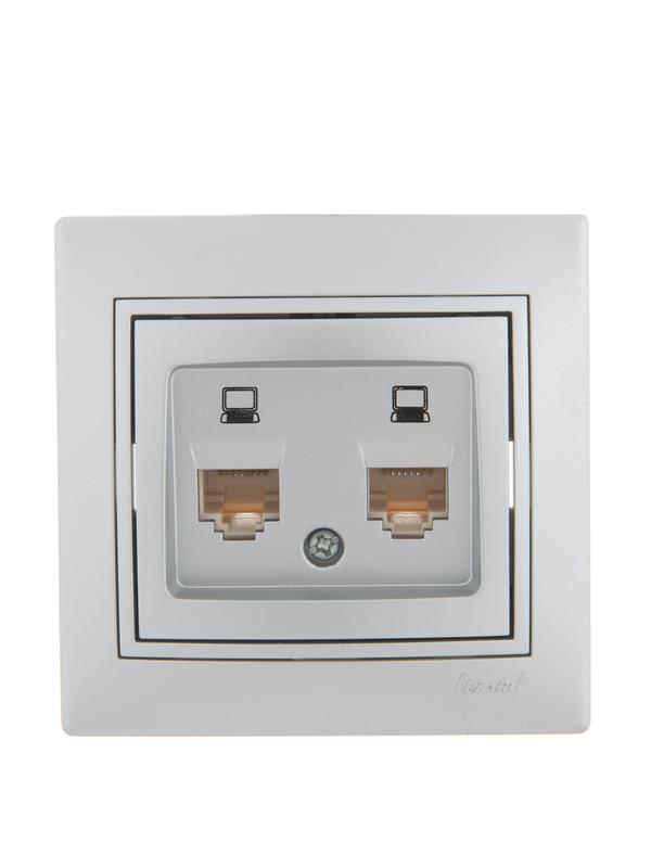 Розетка компьютерная 2-м СП Mira RJ45 сер. метал. LEZARD 701-1010-141 купить оптом выгодно Розетка компьютерная 2-м СП Mira RJ45 сер. метал. LEZARD 701-1010-141 оптом купить цена