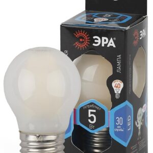 Лампочка светодиодная ЭРА F-LED P45-5W-840-E27 frost Е27 / Е27 5Вт филамент шар матовый нейтральный белый свет купить оптом недорого