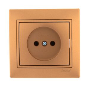 Розетка 1-м СП Mira 16А IP20 без заземл. со вставкой керамика зол. метал. LEZARD 701-1313-121 оптом купить цена