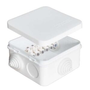 Коробка распределительная ОП 75х75х45мм IP54 10А 6 выходов 6 контактов 3 гермоввода клемм. крышка защелкивающаяся бел. Epplast 220323 оптом купить цена