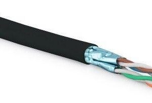 Кабель витая пара экранир. FTP (F/UTP) кат.6 4 пары 23 AWG ож solid для внешн. прокладки LSZH UFTP4-C6-SOLID-OUTDOOR-LSZH-BK-500 (500м) черн. Hyperline 227934 оптом купить цена