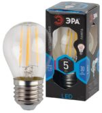 Лампочка светодиодная ЭРА F-LED P45-5W-840-E27 Е27 / Е27 5Вт филамент шар нейтральный белый свет купить оптом недорого