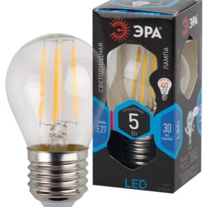 Лампочка светодиодная ЭРА F-LED P45-5W-840-E27 Е27 / Е27 5Вт филамент шар нейтральный белый свет купить оптом недорого