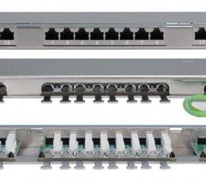 Патч-панель 19дюйм 0.5U кат.5E 24 порта RJ45 Dual IDC PPHD-19-24-8P8C-C5E-SH-110D высок. плотности Hyperline 244077 оптом купить цена