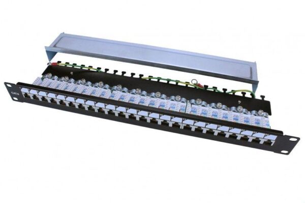 Патч-панель PP3-19-24-8P8C-C6-SH-110D 19дюйм. 1U 24 порта RJ45 полн. экран. кат.6; Dual IDC ROHS черн. Hyperline 246048 оптом купить цена