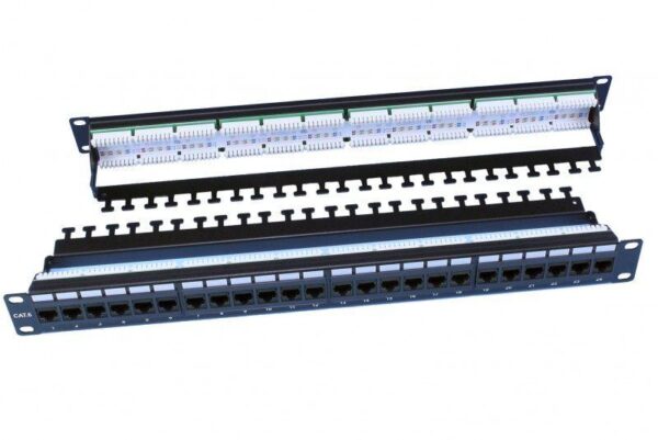 Патч-панель 19дюйм 1U RJ45 кат.6 24 порта Dual IDC ROHS PP3-19-24-8P8C-C6-110D черн. Hyperline 246107 оптом купить цена
