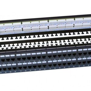 Патч-панель PP3-19-48-8P8C-C6-110D 19дюйм 2U 48 портов RJ45 кат.6 Dual IDC ROHS черн. (задн. каб. организат. в компл.) Hyperline 246108 оптом купить цена