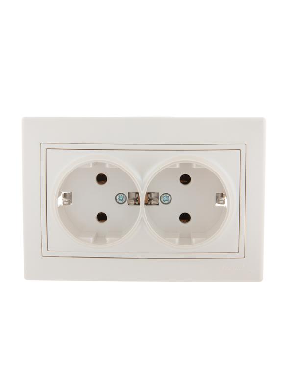 Розетка 2-м СП Mira 16А IP20 с заземл. со вставкой керамика жемчуж./бел. перламутр. LEZARD 701-3030-127 купить оптом выгодно Розетка 2-м СП Mira 16А IP20 с заземл. со вставкой керамика жемчуж./бел. перламутр. LEZARD 701-3030-127 оптом купить цена