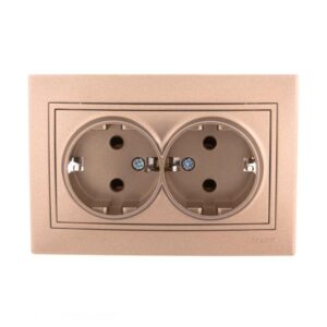 Розетка 2-м СП Mira 16А IP20 с заземл. со вставкой керамика свет. корич. перламутр. LEZARD 701-3131-127 оптом купить цена