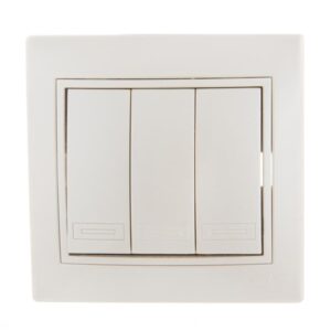 Выключатель 3-кл. СП Mira 10А со вставкой жемчуж./бел. перламутр. LEZARD 701-3030-109 оптом купить цена