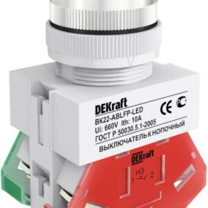 Выключатель кнопочный LED ABLFP ВК-22 d22мм 220В зел. DEKraft 25026DEK оптом купить цена