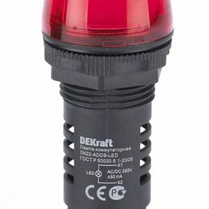 Лампа коммутационная ADDS ЛК-22 d22мм 220В AC/DC красн. LED DEKraft 25119DEK оптом купить цена