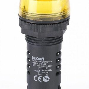 Лампа коммутационная ADDS ЛК-22 d22мм 220В AC/DC желт. LED DEKraft 25120DEK оптом купить цена