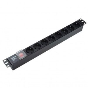 Блок розеток SHE19-8SH-S-IEC 19дюйм 250В 1U 10А 8 розеток Schuko с выкл. алюм. корпус разъем IEC 60320 C14 Hyperline 255002 оптом купить цена