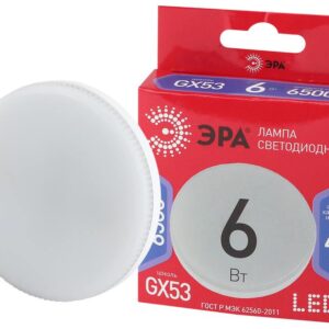 Лампочка светодиодная ЭРА RED LINE LED GX-6W-865-GX53 R GX53 6Вт таблетка холодный дневной свет купить оптом недорого