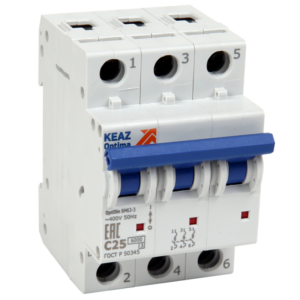 Выключатель автоматический модульный 3п C 32А 6кА OptiDin BM63-3C32-УХЛ3 КЭАЗ 260796 оптом купить цена