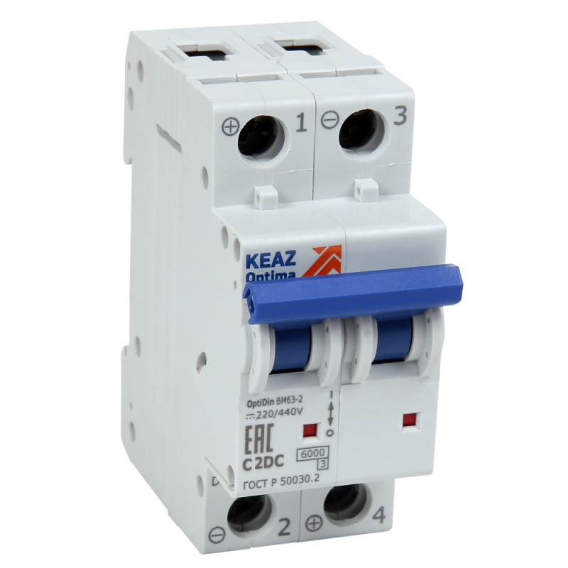 Выключатель автоматический модульный 2п C 6А OptiDin BM63-2C6-DC-УХЛ3 КЭАЗ 261245 купить оптом выгодно Выключатель автоматический модульный 2п C 6А OptiDin BM63-2C6-DC-УХЛ3 КЭАЗ 261245 оптом купить цена