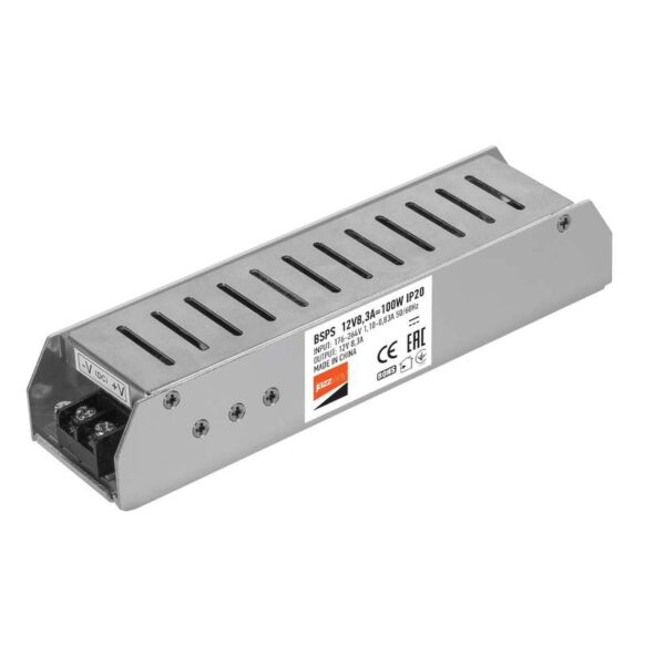 Блок питания для светодиодной ленты 100Вт 8.3А 12В IP20 BSPS метал. JazzWay 1002167A оптом купить цена