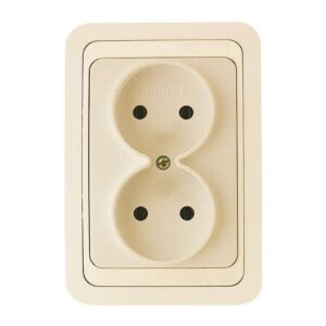 Розетка 2-м СП Mimoza 16А IP20 без заземл. крем./крем. Makel 25017 оптом купить цена