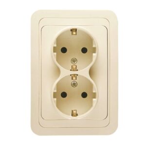 Розетка 2-м СП Mimoza 16А IP20 с заземл. крем./крем. Makel 25082 оптом купить цена