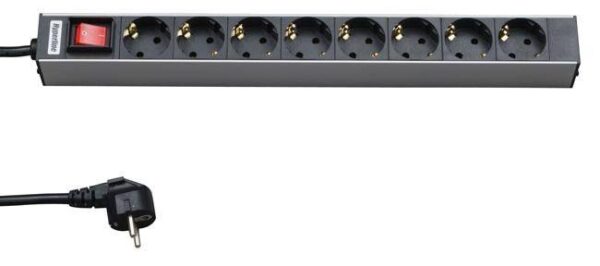 Блок розеток 8-м 16А SHT19-8SH-S-2.5EU горизонт. с выкл. шнур 2.5м Hyperline 26450 оптом купить цена