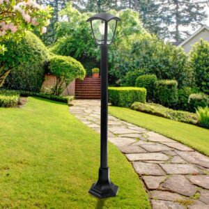 Садово-парковый светильник ЭРА НТУ 07-40-002 Валенсия 4 черный 4 гранный напольный IP44 Е27 max40Вт купить оптом недорого