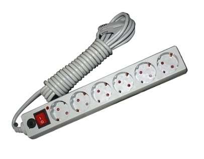 Удлинитель с сетевым фильтром 6х5м с заземл. 10А IP20 ПВС 3х0.75 защ. шторки сер. UNIVersal 967U-5005 купить оптом выгодно Удлинитель с сетевым фильтром 6х5м с заземл. 10А IP20 ПВС 3х0.75 защ. шторки сер. UNIVersal 967U-5005 оптом купить цена