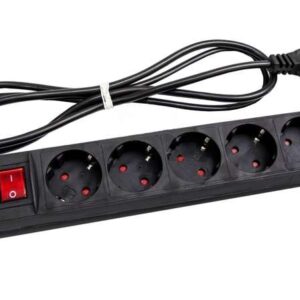 Удлинитель с сетевым фильтром 6х5м с заземл. 10А IP20 ПВС 3х0.75 защ. шторки черн. UNIVersal 967U-4005 оптом купить цена