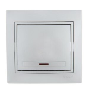 Переключатель проходной 1-кл. СП Mira 10А с подсветкой со вставкой сер. метал. LEZARD 701-1010-114 оптом купить цена