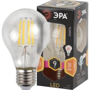 Лампочка светодиодная ЭРА F-LED A60-9W-827-E27 Е27 / Е27 9 Вт филамент груша теплый белый свет купить оптом недорого