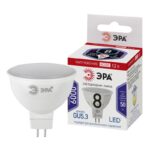 Лампочка светодиодная ЭРА STD LED MR16-8W-12V-860-GU5.3 GU5.3 8 Вт софит холодный дневной свет купить оптом недорого