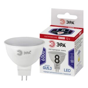 Лампочка светодиодная ЭРА STD LED MR16-8W-12V-860-GU5.3 GU5.3 8 Вт софит холодный дневной свет купить оптом недорого