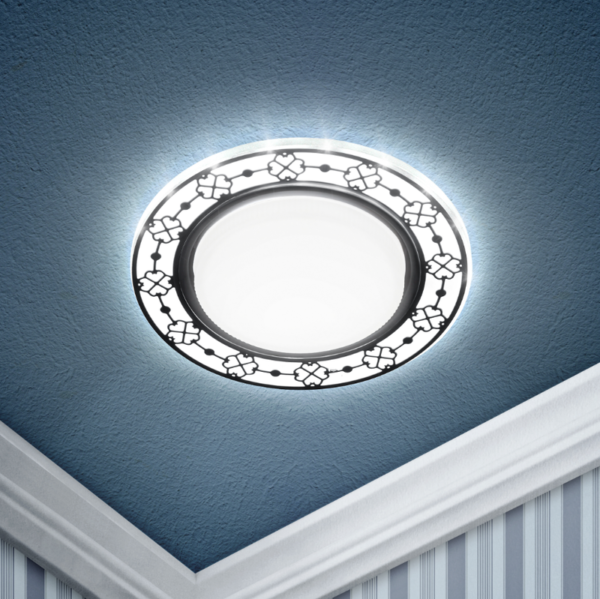 Встраиваемый светильник под GX53 со светодиодной подсветкой ЭРА DK LD28 WH/BK /1 белый/черный оптом купить хорошая цена Встраиваемый светильник под GX53 со светодиодной подсветкой ЭРА DK LD28 WH/BK /1 белый/черный купить оптом недорого