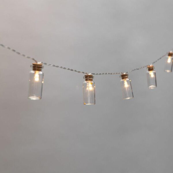 Гирлянда светодиодная "Баночки" 1.5м 10LED тепл. бел. 0.1Вт IP20 провод ПВХ прозр. элементы питания 2хAA (не в компл.) Neon-Night 303-096 оптом купить цена