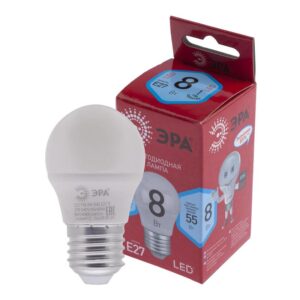 Лампочка светодиодная ЭРА RED LINE LED P45-8W-840-E27 R E27 / Е27 8Вт шар нейтральный белый свет купить оптом недорого