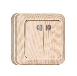 Выключатель 2-кл. ОП Олимп 10А IP20 с подсветкой сосна UNIVersal 5560841 оптом купить цена